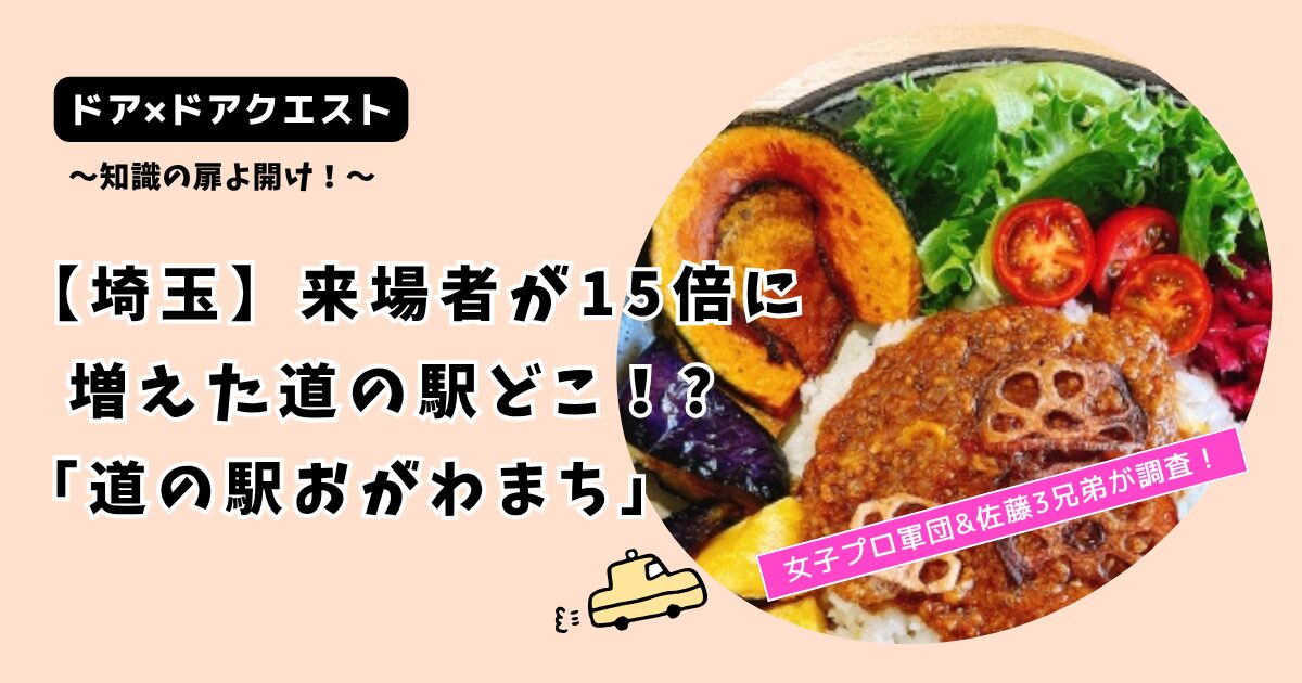 【ドアドアクエスト】埼玉の来場者が15倍に増えた道の駅どこ!?「おがわまち」